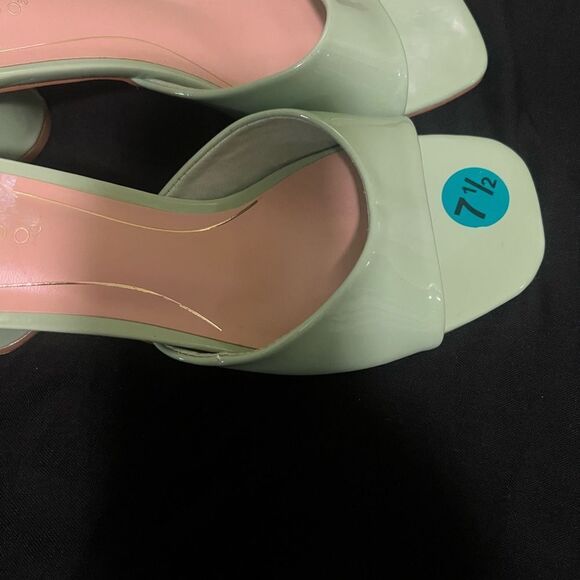 Shoes - Women's Green Open-Toe Heels